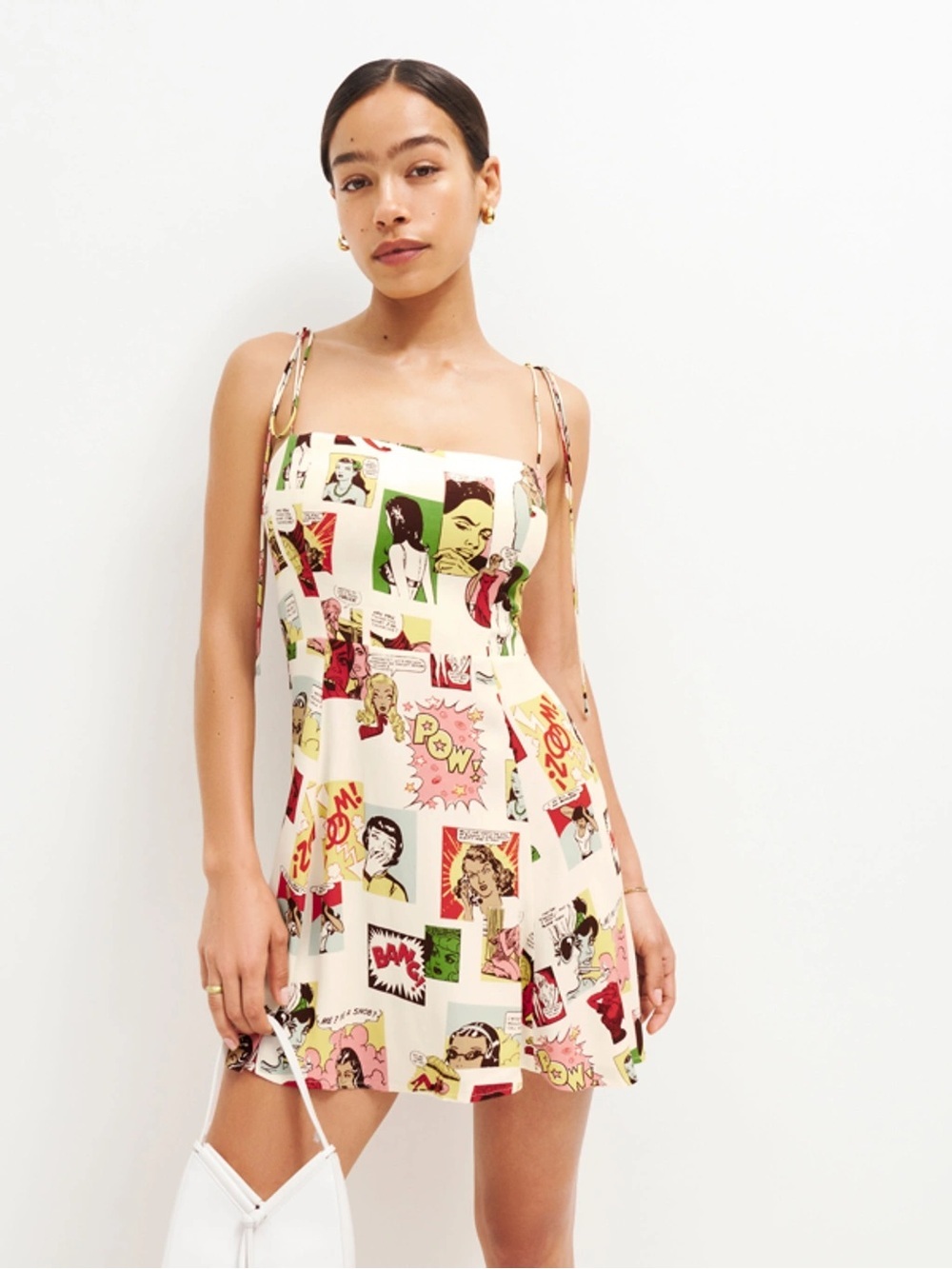 Reformation Presley Linen Comic Book Print Dress Size 4 NWOT